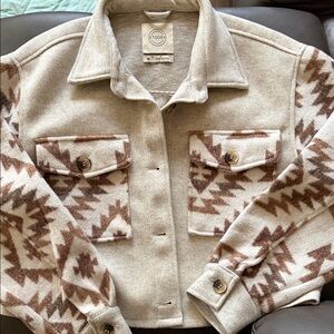 Stoosh Beige & Brown Patterned Utility Jacket